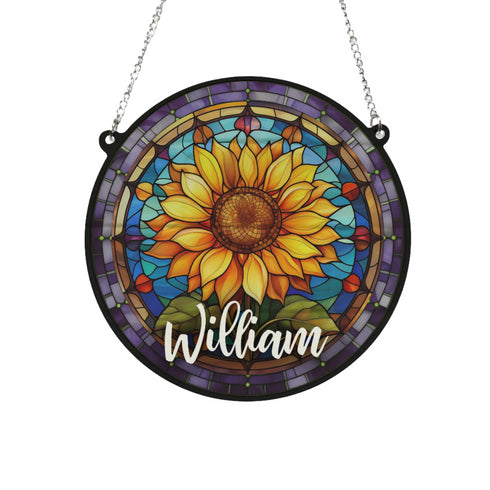 Sunflower Personalised Stained Glass Effect Suncatcher